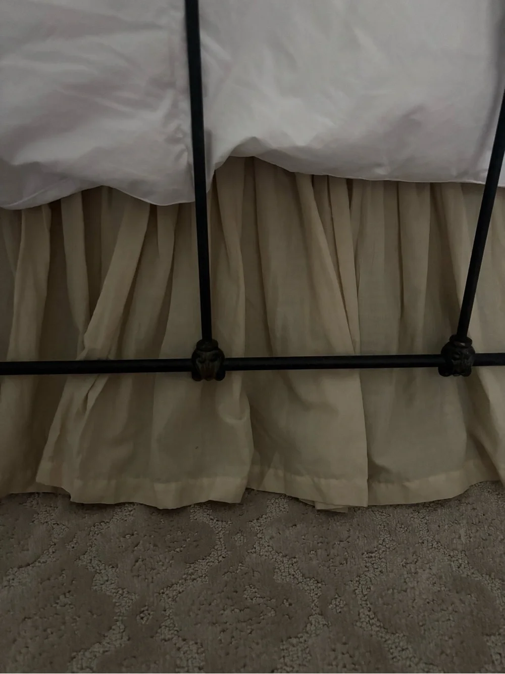 Pottery Barn Neutral Beige Ruffled Bed Skirt -  ruffled cotton voile